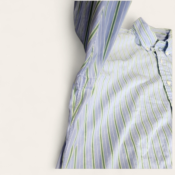 Ralph Lauren classic fit button down shirt XL 17 light blue stripe cotton - Picture 6 of 8